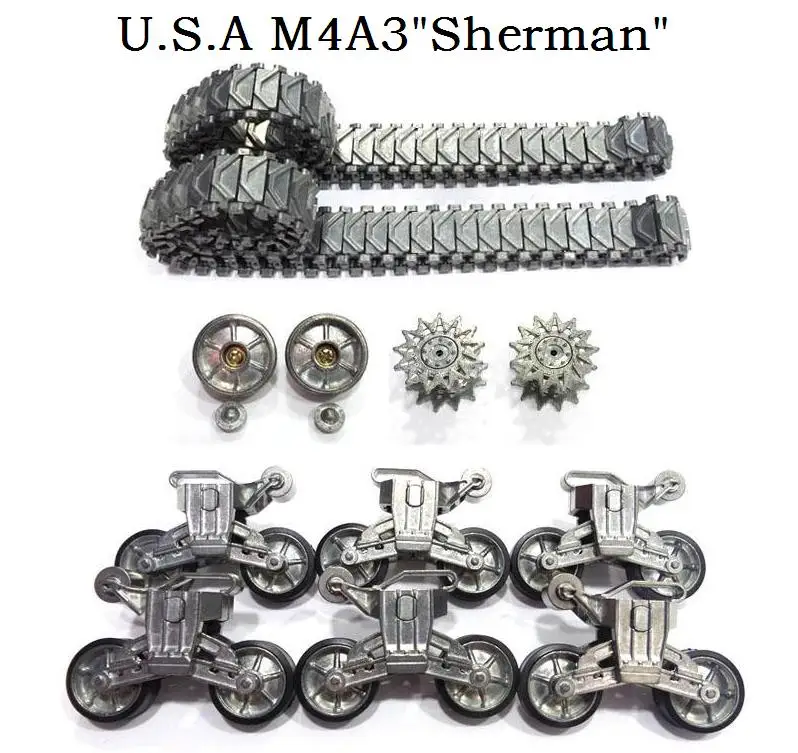 

6.0 7.0 3898-1 1/16 U.S.A M4A3 "Sherman" RC Main Battle Tank upgrade parts Metal track/Metal Wheel hubs/Metal gear box/motor