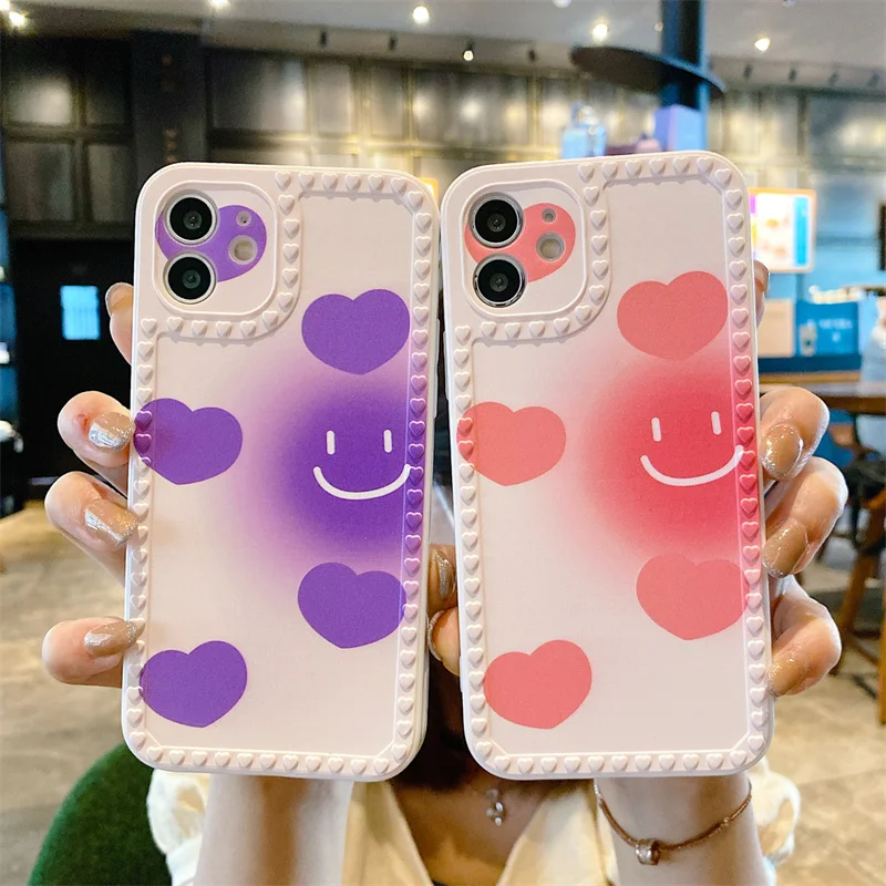 

Funda For iPhone 11 Pro Case For iPhone 13 11 12 Pro Max 7 8 6s 6 Plus XR XS Max X SE 2020 13 12 Mini Smiley Heart Phone Cases
