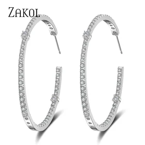 ZAKOL Trendy AAA Cubic Zirconia Big Circle Hoop Earrings for Women Fashion Bridal Wedding Party Acce in USA (United States)