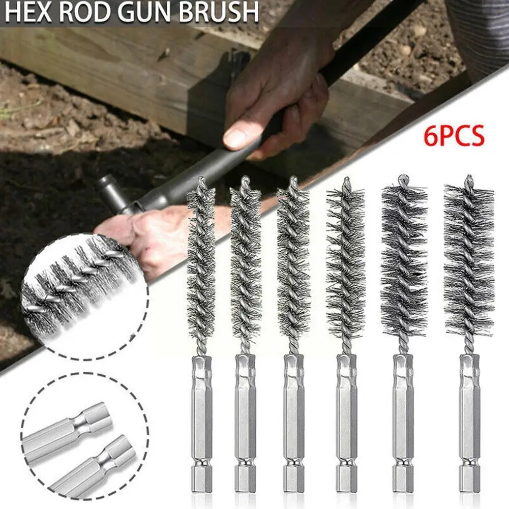 

New High Quality 6pcs Hexagonal Bar Brush Polishing Copper Steel Brush Pipe Brush Wire Brush Stainless Wholesale Polishing U2z6