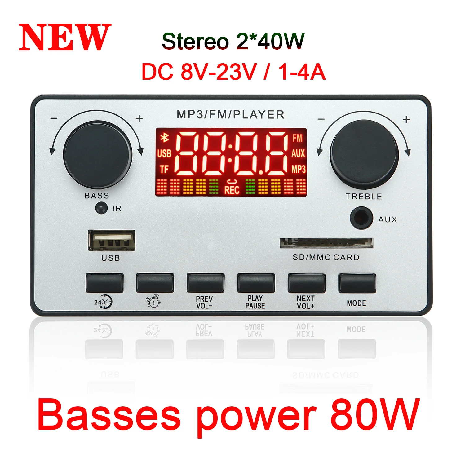 

160W Amplifier Mp3 bluetooth WMA WAV Decoder Board 12V Wireless Audio Module Color screen AUX USB TF FM Auto Audio Modification