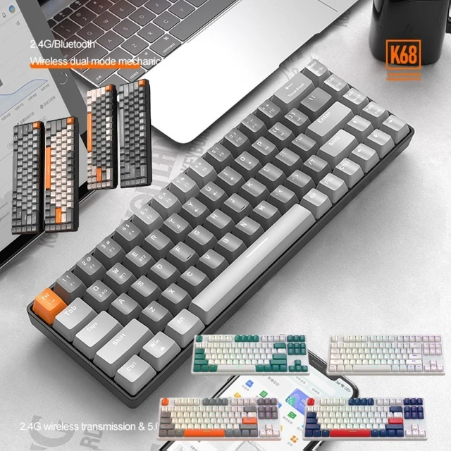 Mechanical Keyboard Wireless Bluetooth Keyboard 5.0 Dual-mode Portable Travel for Computer PC Ergonomic Gaming Keyboard 1