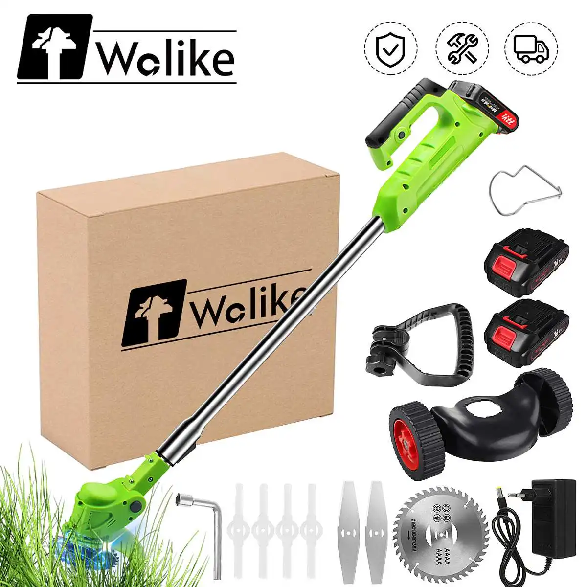 1880W 24V Electric Lawn Mower 13000RPM Cordless Grass Trimmer  Length Adjustable Cutter Garden Tools With 10000mah Li-on Battery