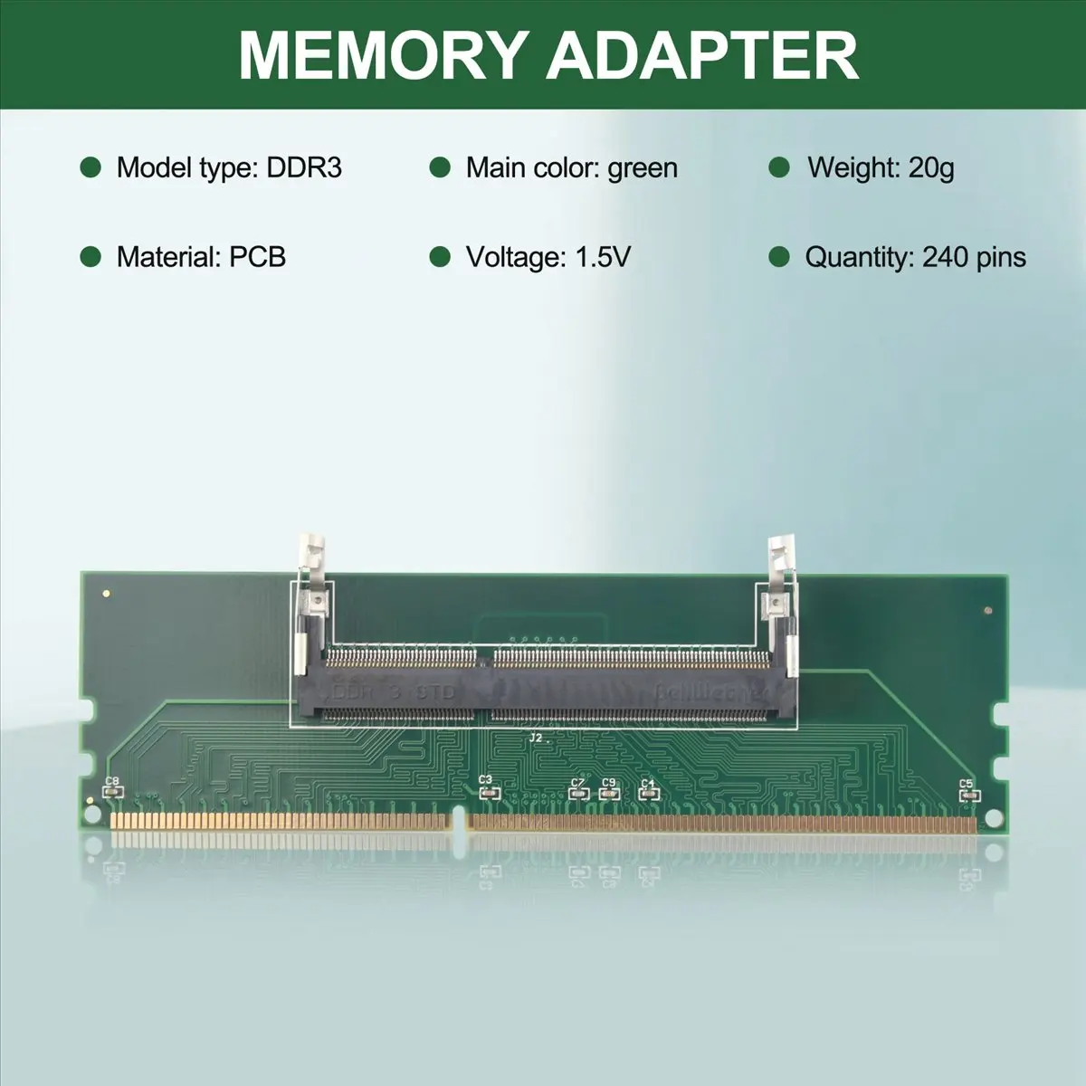 Фото 【A65I】 Адаптер памяти 1.5V DDR3 204 Pin SO-DIMM для ноутбука в слот DIMM для настольного компьютера №1