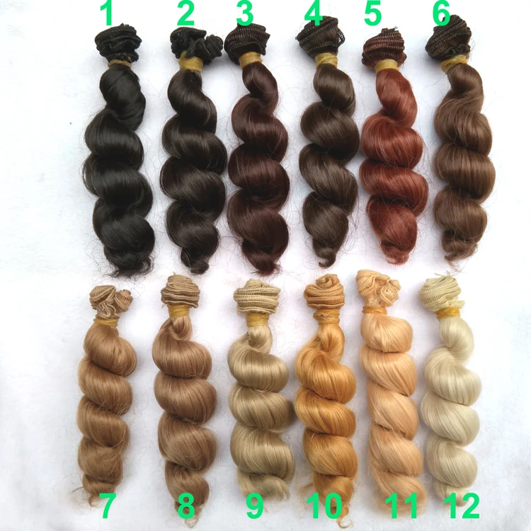 

Бесплатная доставка 15 см коричневый Flaxen блонд черный коричневый естественный цвет высокотемпературные вьющиеся кукольные волосы для шарн...