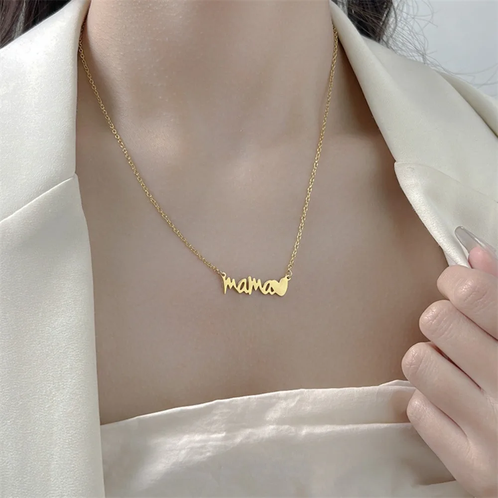 

Letter Pendant Necklace For Women Clavicle Chain Gold Mama Nameplate Choker Mom Personality Jewelry New Mother's Day Gifts