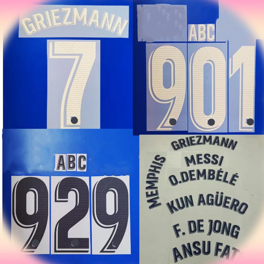 

Super A 2021 2022 home and away GRIEZMANN F.DE JONG number font print number font print, Hot stamping patches badges