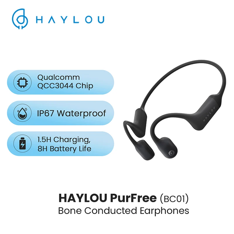 

Haylou PurFree Bone Conduction Headphones BC01 Wireless Bluetooth V5.2 Earphones IP67 Waterproof Earbuds Fitness Sports Headset