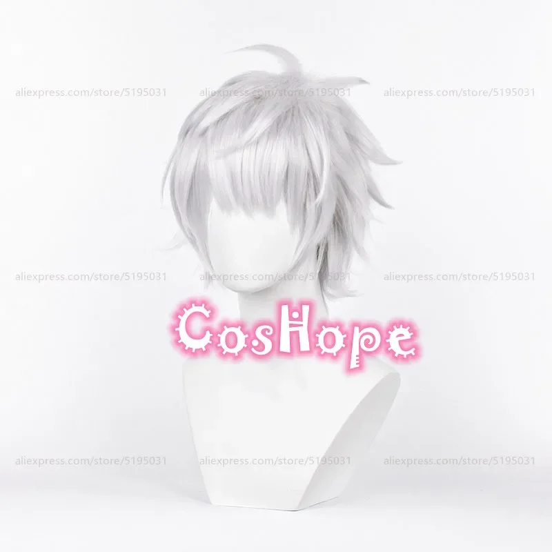 Satoru Gojo Косплей Парик 32 см Короткий Пушистый Серебристо-Белый Аниме Парики