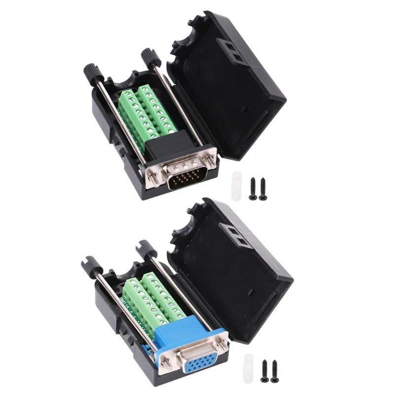 

D-SUB DB15 VGA Female Male Plug Terminals Screw Type DIY Connector