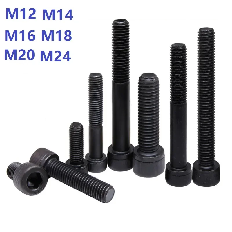 

M12 M14 M16 M18 M20 Винт с шестигранной головкой и шестигранной головкой из углеродистой стали, черный болт с шестигранной головкой класса 12,9