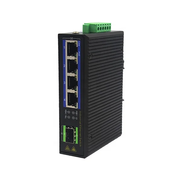 unmanageable outdoor 4 port ethernet over fiber 5 port industrial network switch PoE