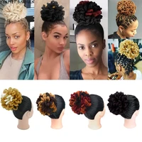 synthetic dreadlock afro puff hair bun chignon drawstring ponytail faux nu locs clip in pony tail hair pieces for black women