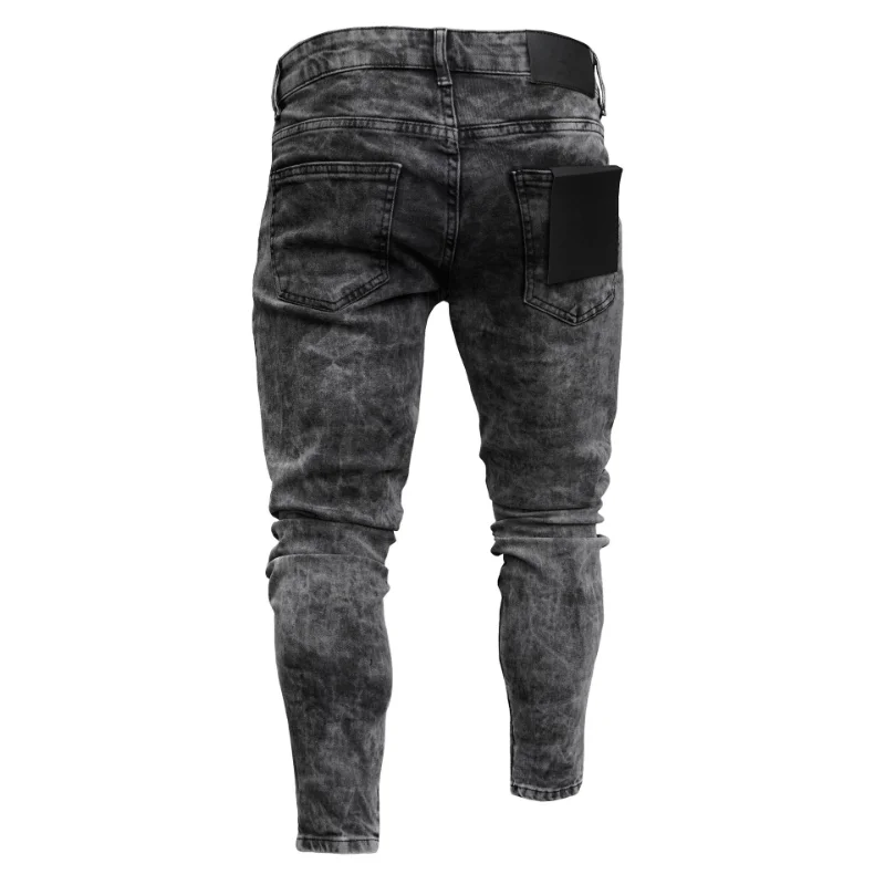 Grey Jeans Men Elastic Waist Skinny Jeans Men 2021 Stretch Ripped Pants Streetwear Mens Denim Jeans Streetwear Men