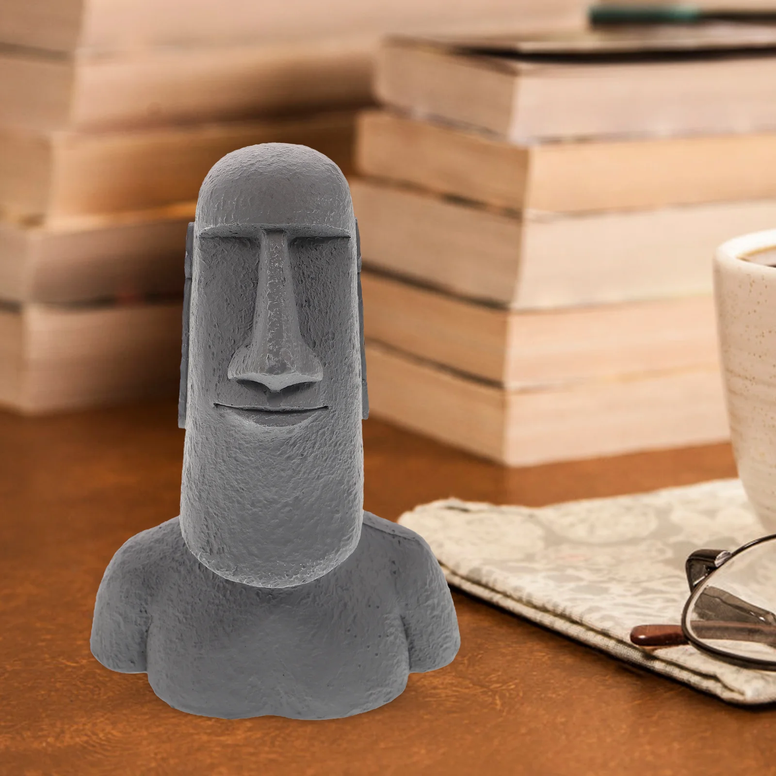 

Stone Statue Living Room Figurines Small Moai Adorn Desktop Resin Decor Cartoon Ornaments Island Beautiful