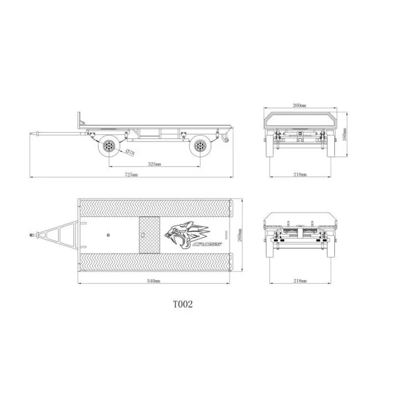 CROSS RC модель пластиковый полный прицеп 1/10 T002 KIT аксессуары в разобранном виде 725 мм
