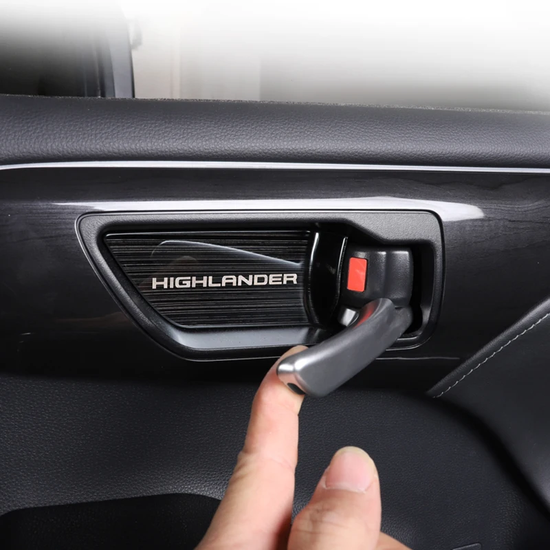 

4Pcs Car Door Handle Wrist Protection Decoration Cover Sticker Interior Trim Styling Accessories For Toyota Highlander 2019-2022