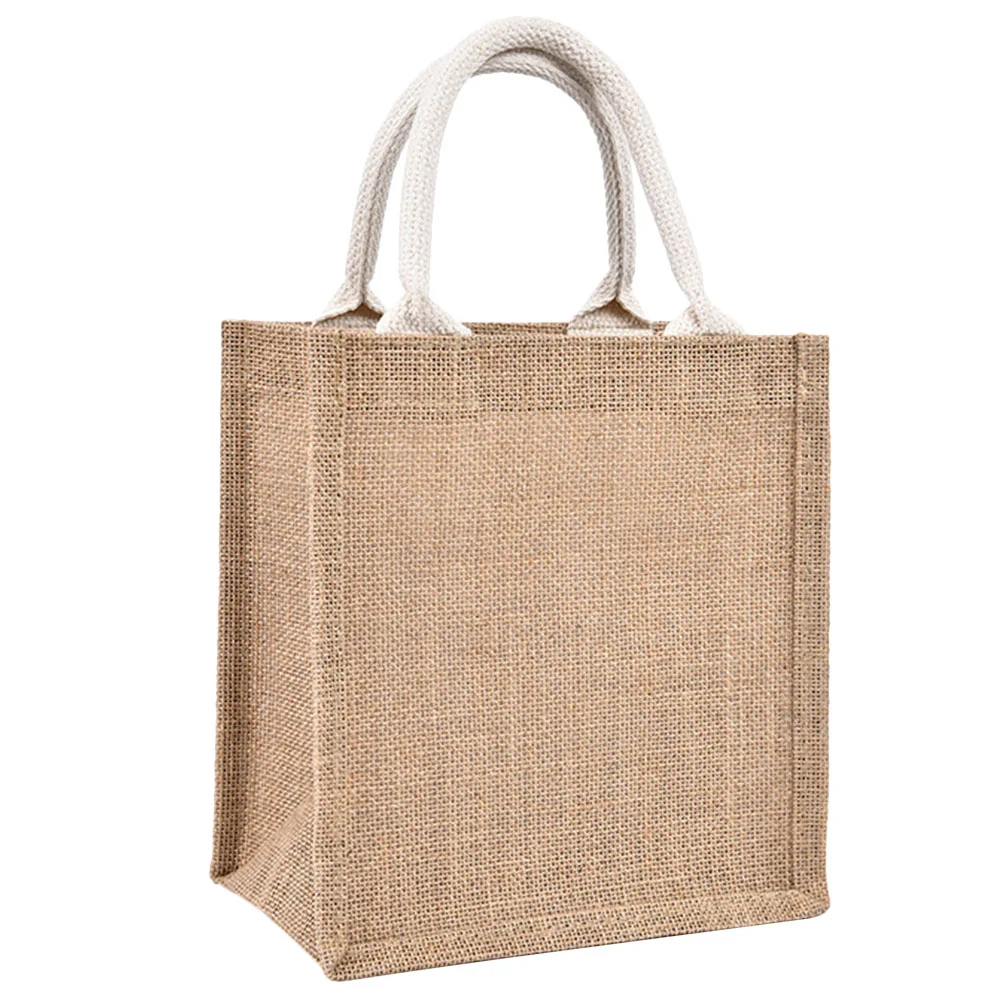 

Portable Sack Beach Tote Bag Burlap Gift Bags Handles Flax Sacks Blank Shopping Lined Grocery The Canvas Gym Jute Travel