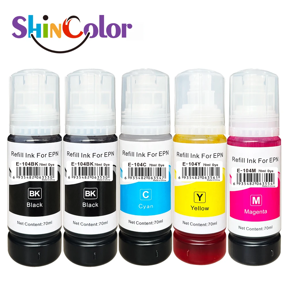 ShinColor Epson 104 Ink Bottle for Epson ET 2710 ET2711 ET2712 ET2714 ET2715 ET2720 ET-2721 ET-2726 ET-4700