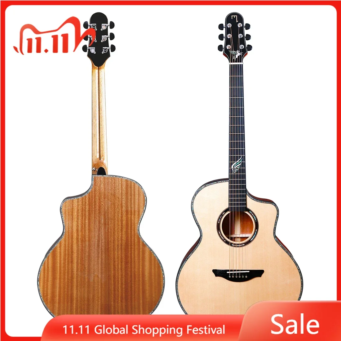 

40 Inch JF Acoustic Guitar High Quality Professional Classical Spruce Solid Wood Folk Guitar Kit Gitarre with Capo Picks