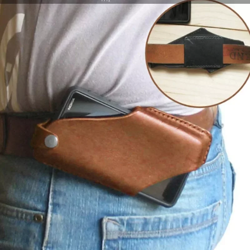 

Leather Men Phone Case Pouch Belt Waist Bag for iPhone Cellphone Loop Holster Case Wallet Purse Waist Packs Phone Holder
