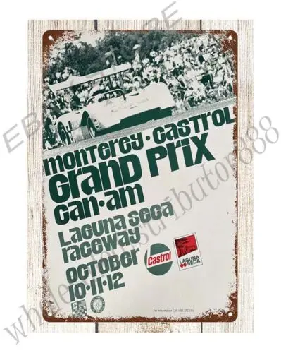 Металлическая жестяная вывеска Monterey Can-Am 1969 года с гоночным спортивным