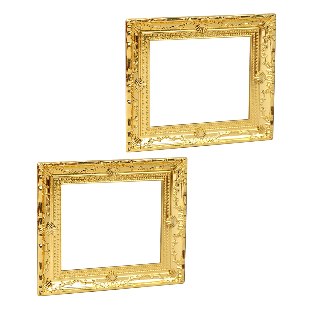 

2 Pcs Simulation Frame Picture Decor Mini House Supply Photo Model Micro World Accessories Scene Layout Adorn Decorate