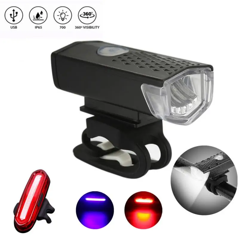 

USB Rechargeable Bike Light MTB Bicycle Front Back Rear Taillight Cycling Safety Warning Light Waterproof Bicycle Lamp Flashligh