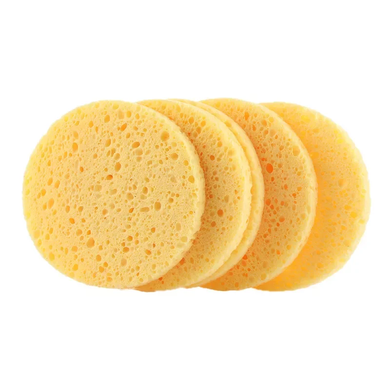 Face Round Makeup Remover Tools Natural Wood Pulp Sponge Cellulose Compress Cosmetic Puff Facial Washing Sponge