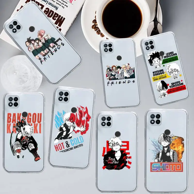 

My Hero Academia deku bakugou Phone Case Transparent for Xiaomi redmi note x f poco 10 11 9 7 8 3 i t s pro cover shell coque