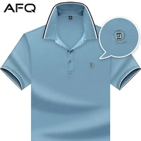 afq new middle aged solid color polo collar short sleeved t shirt 2022 summer menswear fashion casual t shirt half sleeved