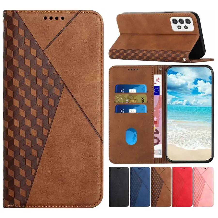

Luxury Flip Phone Case For Samsung Galaxy A02 A02S A03S A13 A22 A32 A33 A52 A52S A53 S20 S21 S22 5G Wallet Card Slots Cover D09G