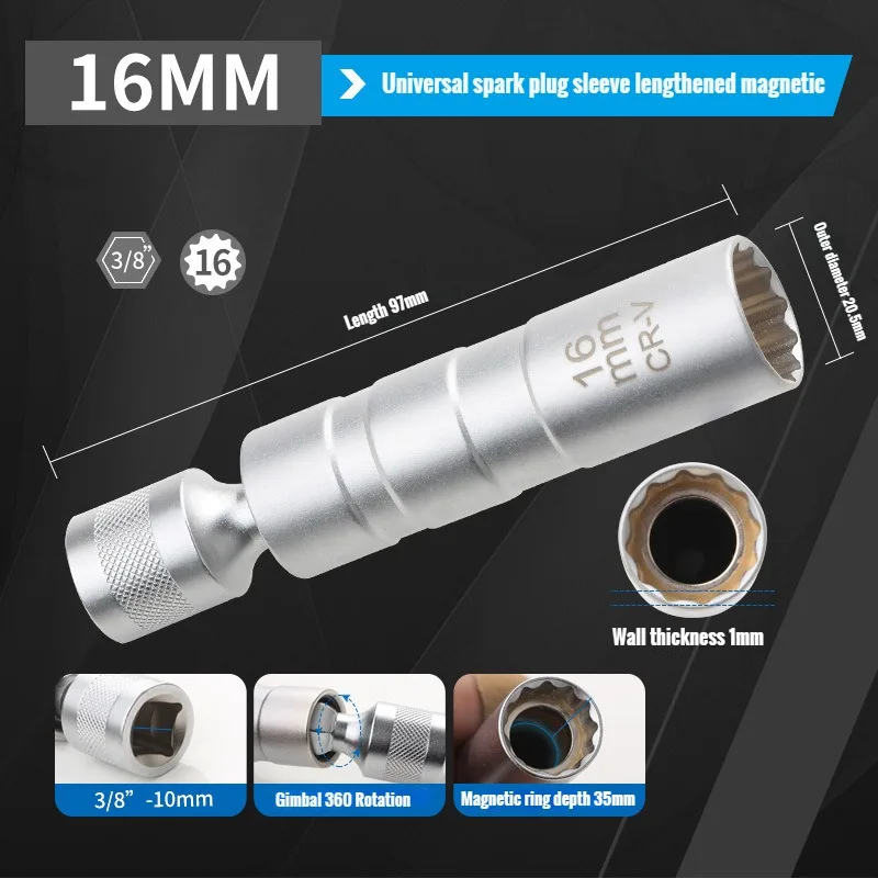

Универсальный Набор Адаптеров Для Гнезд 14 Мм И 16 Мм С Магнитной Гибкой Головкой Для Гаечного Ключа, Тонкий Профиль