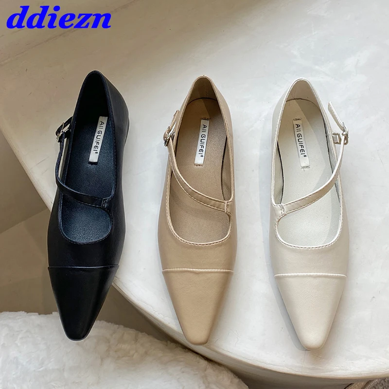 

Весна-лето 2023, роскошная неглубокая искусственная кожа, модная обувь с острым носком, новинка, внешняя женская обувь с пряжкой