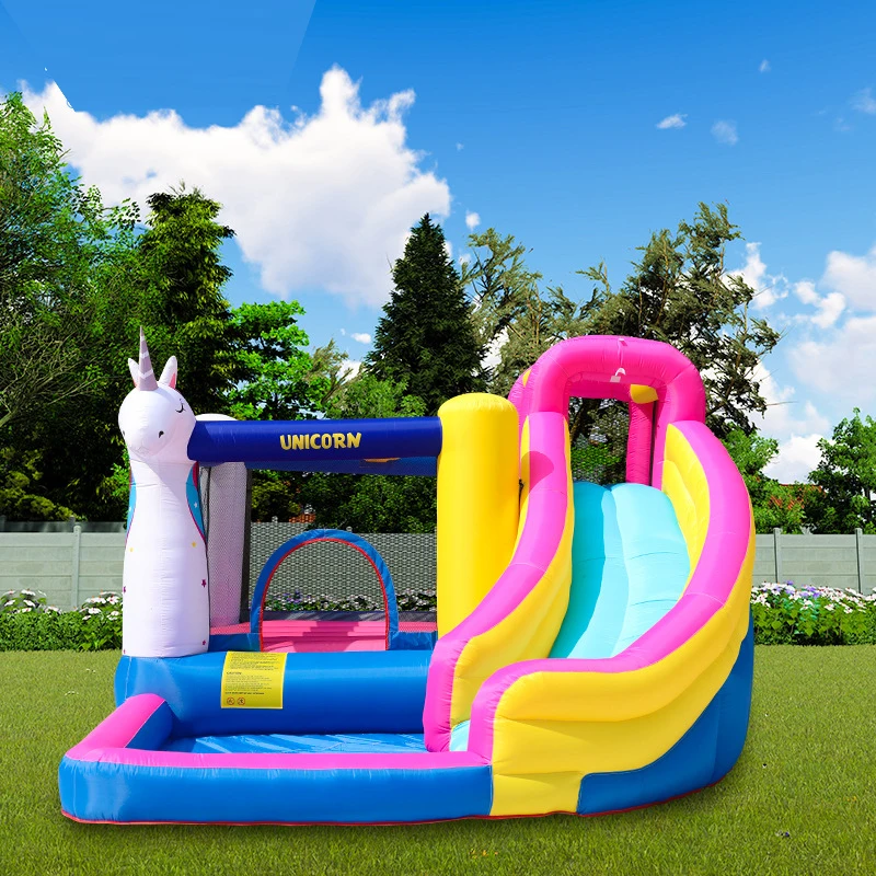 

Inflatable Bounce House with Slide and Blower Unicorn Theme Playhouse for Girls Boys Indoor and Outdoor Jumping Toys Party Gifts