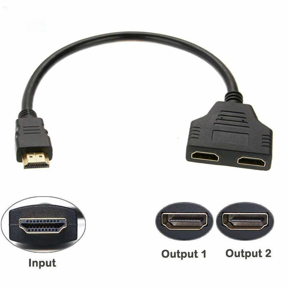Переходник HDMI разветвитель Кабель с 2 двумя портами Y-образный 1 в выхода штекер-HDMI