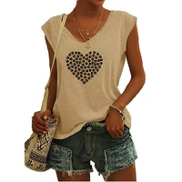 heart dog cat print women top plus size casual sexy camisole tanks top v neck simple loose sleeveless t shirts vest ropa mujer