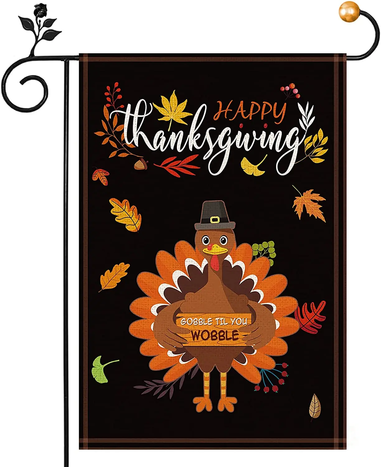 

Happy Thanksgiving Garden Flag, Fall Turkey Small House Flag Double Sided, Autumn Yard Flag Thanksgiving Harvest Outdoor Decorat