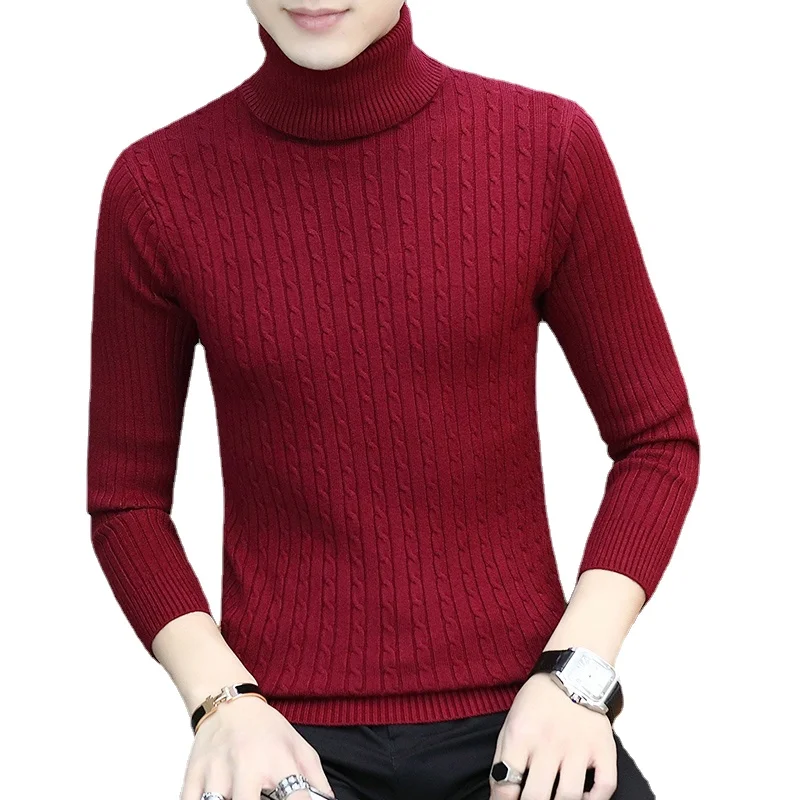 Men's Turtleneck Sweater Winter Casual Men's Knitted Sweater Keep Warm Fitness Men Pullovers Tops Mens Clothes