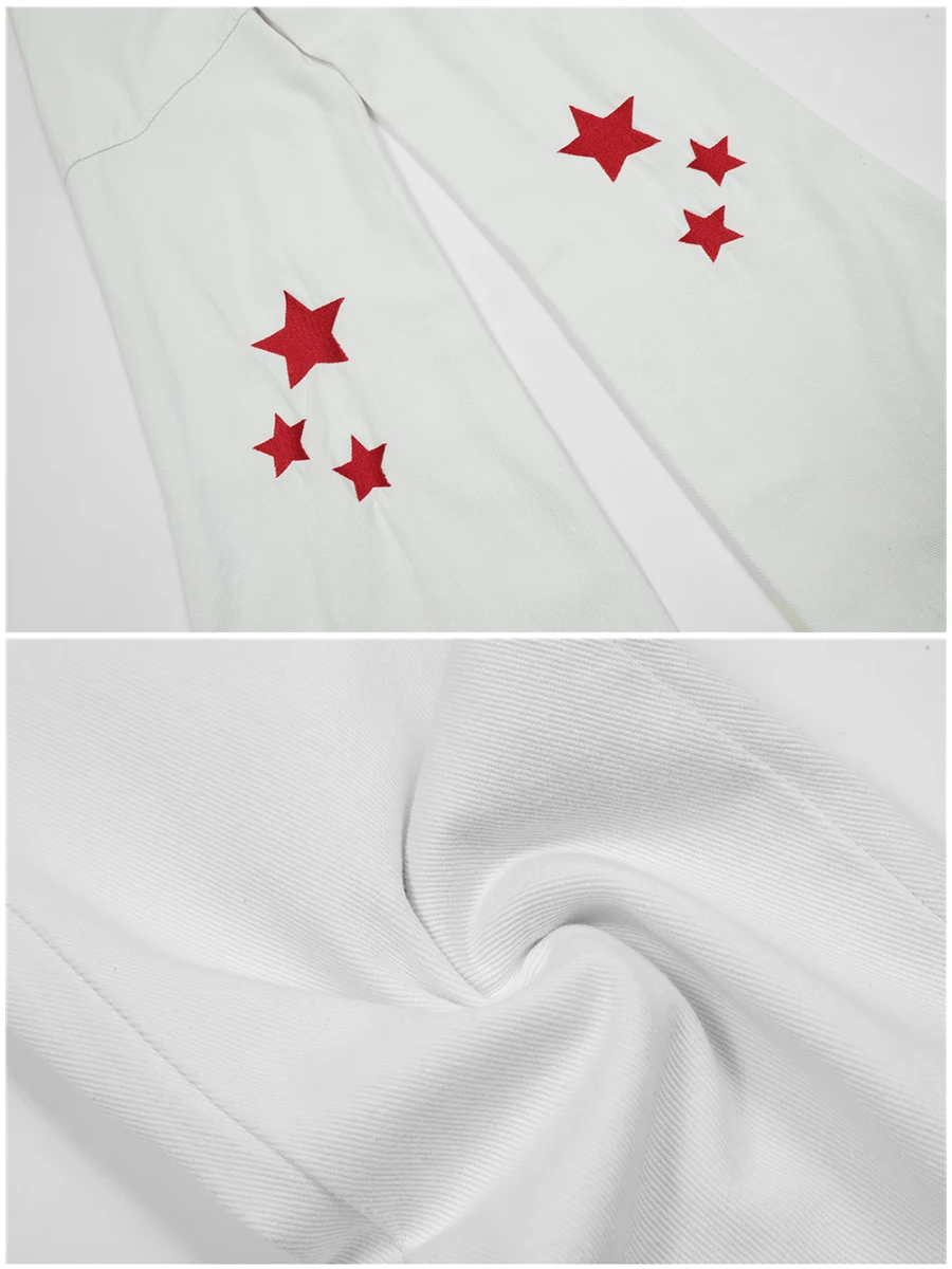 Four Seasons Men's Jeans American Trend Embroidered Letters Wide Leg Street Pants Trendy Fashion Streetwear Men's Ins Hot Sale