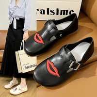 2020 new women genuine leather flats candy colored womens single shoes hollow lazy loafers elastic female shoes