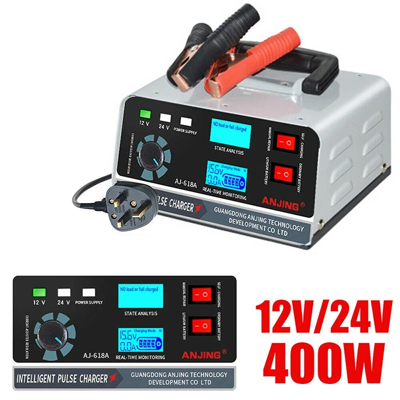 Smart Battery Charger 12V/24V Automotive Battery Charger 400W Trickle Smart Pulse Repair For Car Truck Boat Motorcycle