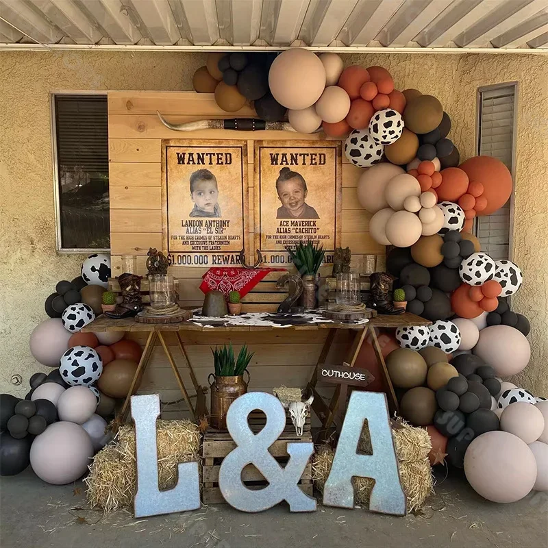 

137pcs Farm Themed Christmas or birthday Party Decoration Apricot and Caramel Balloon Arch With Orange and Black Balloons