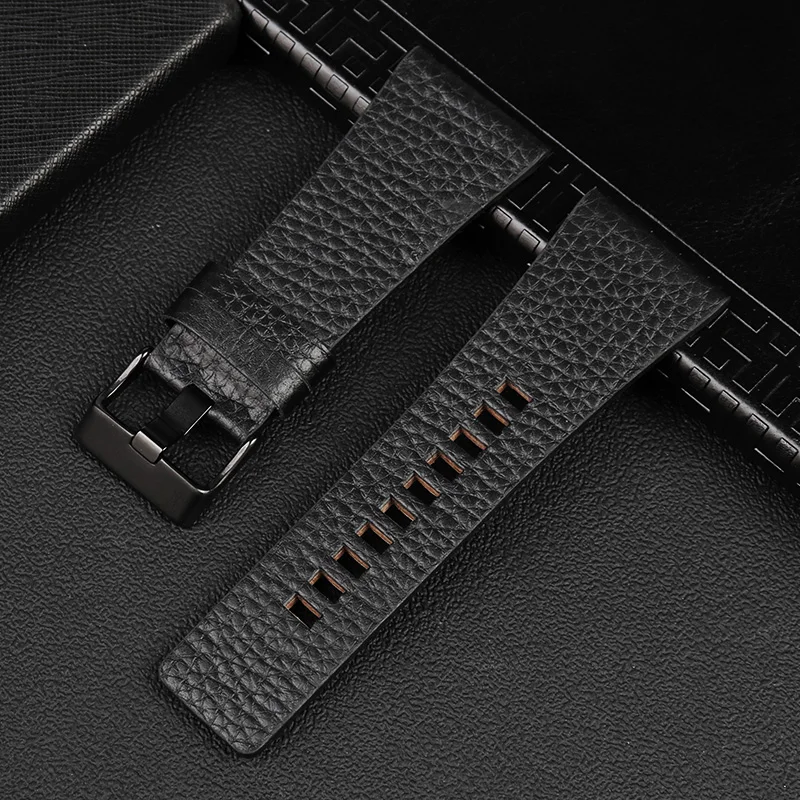 Фото Genuine Leather Watchband for Diesel Watch Belt DZ7257 1657 4323 7314 7313 7371 Leather watch chain black 22 24 26 28 30 32mm №3