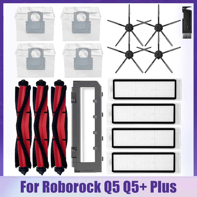 

For Xiaomi Roborock Q5 Q5 + Plus Robot Vacuum Cleaner Replacement Roller Brush Side Brush Hepa Filter Dust Bags Accessories