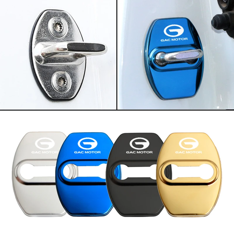 

4PC Car Emblem Door Lock Buckle Case Cover Protective Sticker For GAC Trumpchi GS3 2017-2021 Stainless Steel Styling Accessories