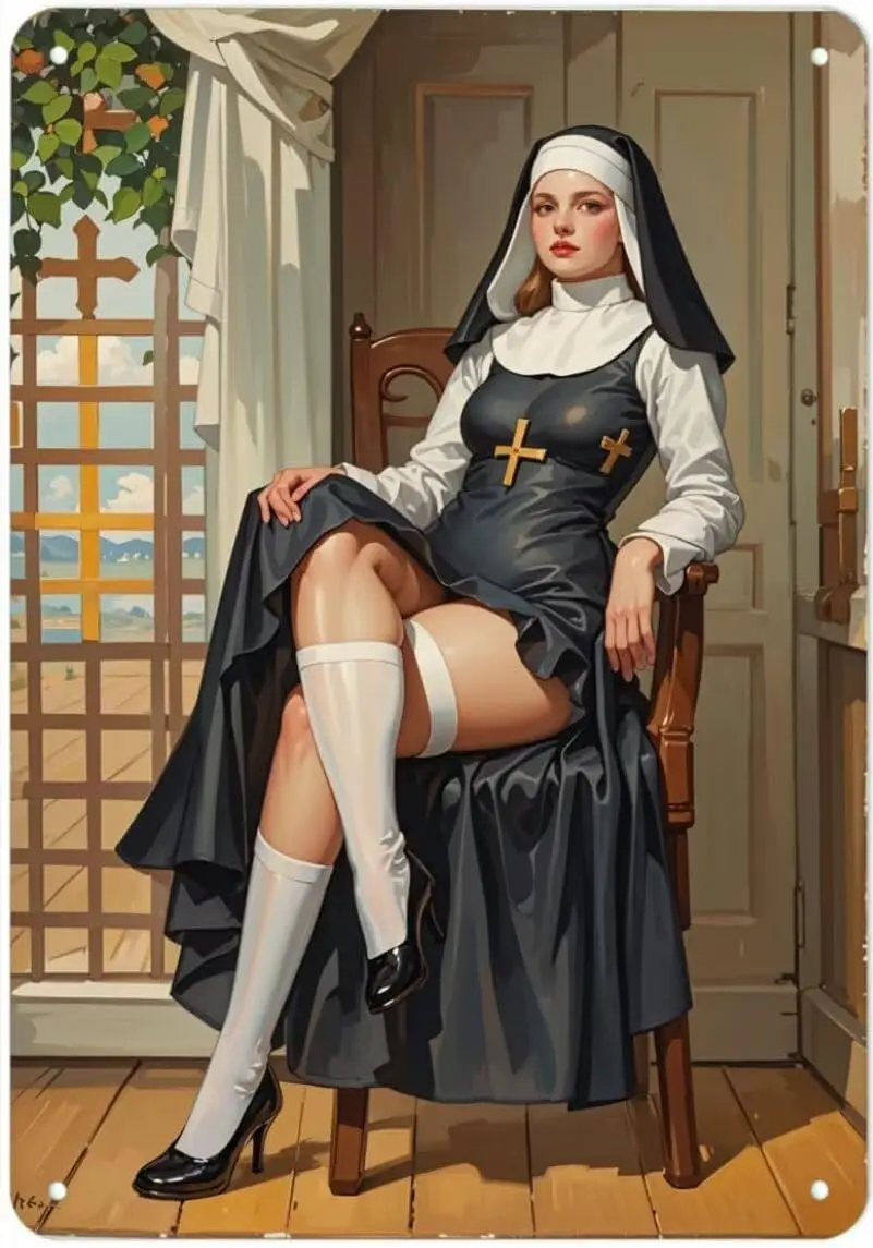 

Металлическая вывеска "Сексуальная монахиня"