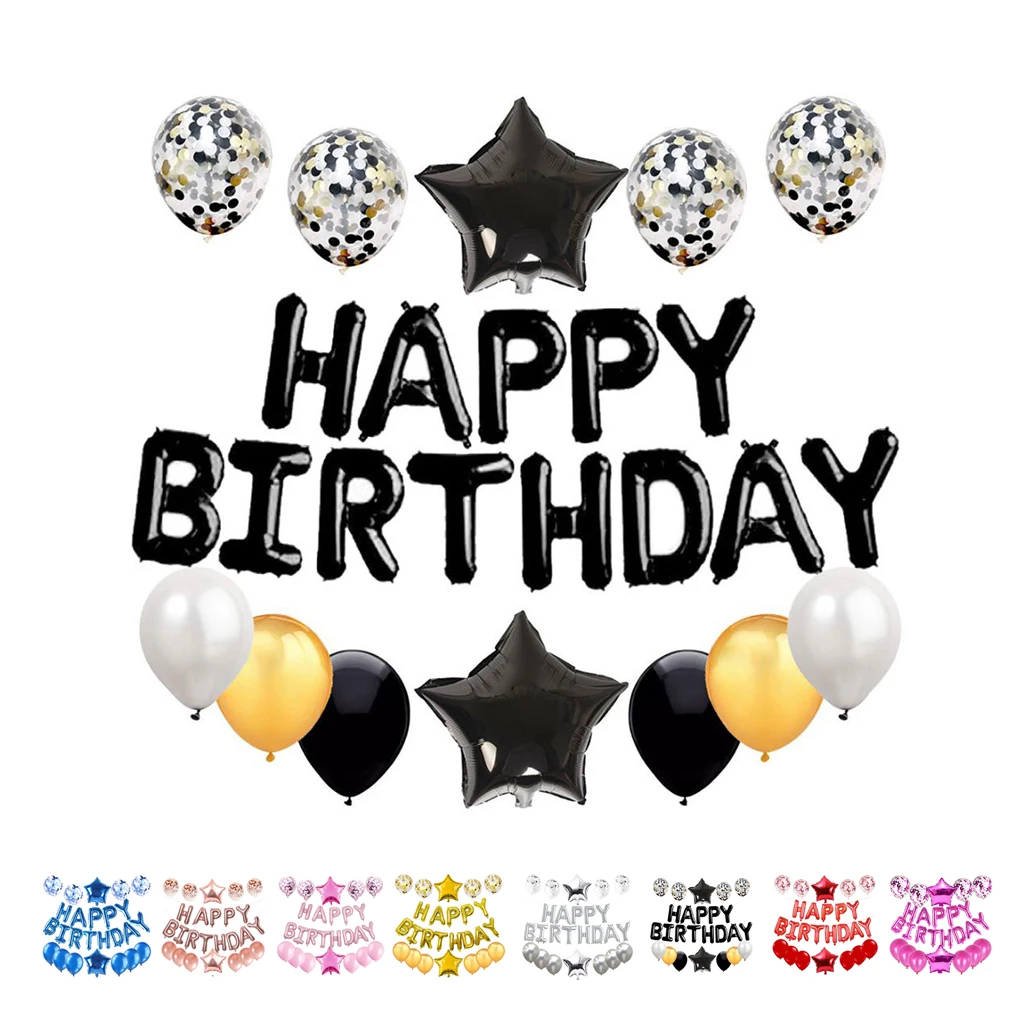 

Colorful Aluminum Film Balloon Set Aluminum Foil Gold Sequin Inflatable Happy Birthday Letter Balloon Party Decoration Supplies