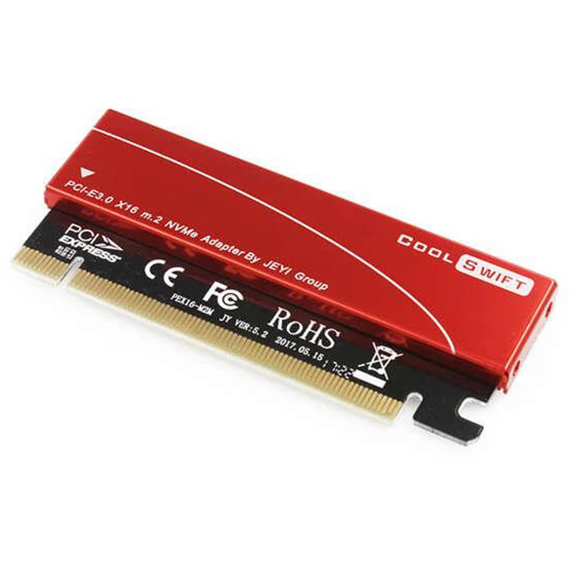 

PCIE3.0 NVME Adapter X16 PCI-E Full Speed M.2 2280 Aluminum Sheet Thermal Conductivity Silicon Wafer Cooling