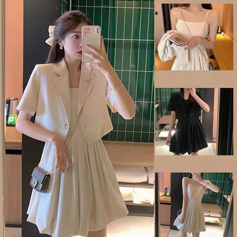 Womens Short 2 Sets Outfit Dress Suit with Skirt and Blazer Two Piece Set for Women 2023 Summer Y2k Clothes New In Matching Sexy